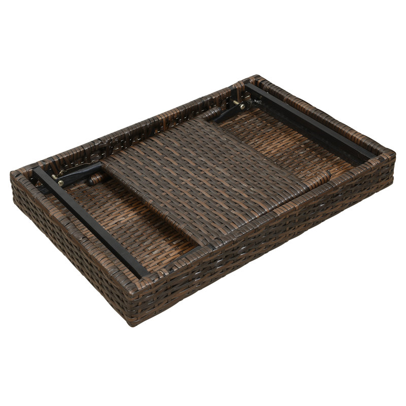 Rectangular Wicker/Rattan Outdoor Folding Coffee Table, Brown