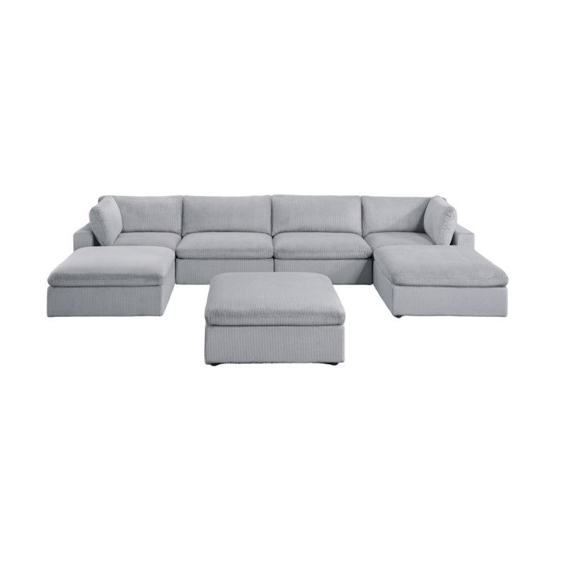 Ensemble de canapé modulaire en velours côtelé 7 pièces gris foncé 2X