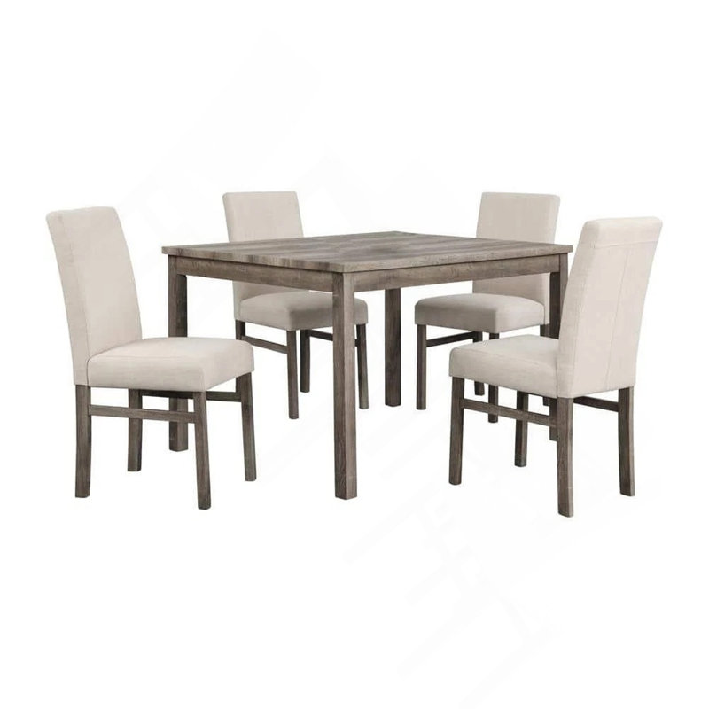 Ensemble de salle à manger 5 pièces 48 po avec 4 chaises d'appoint rembourrées, chêne