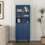 Armoire de rangement haute avec 2 portes vitrées et 2 portes, grande armoire de cuisine avec poignées dorées-739533614