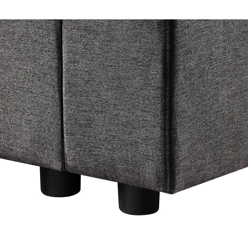 4 pièces modulaires en lin gris, siège d'une hauteur de 17,75 po, canapé-pieds en plastique noir de 2 po, pièces modulaires, dossier de 17 po et poids de 156 lb