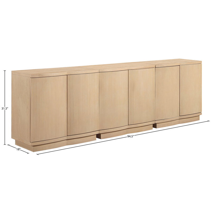 Buffet / placage en chêne Aveline, Naturel, H 32 po x l 95 po x P 18 po