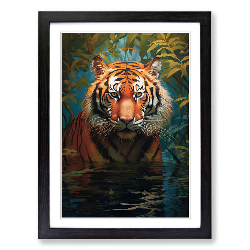 XYZ-FRM-V1223-6164 Tiger Informel 1 Piece Single Picture Frame Wall Art, 64cm H x 46cm W x 2cm D, Black