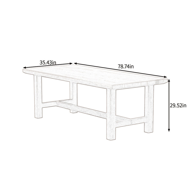 Solid wood solid large dining table, Burlywood, 29.52"H x 78.74"L x 35.43"W