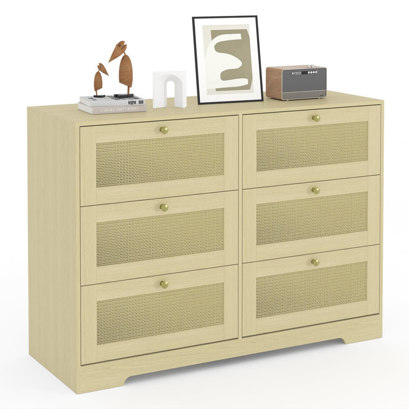 Commode à 8 tiroirs en MDF fini bois naturel, meuble de rangement large pour vêtements, idéal pour la chambre, le salon, le corridor, l'entrée ou un appartement. Meuble indépendant. Design élégant.