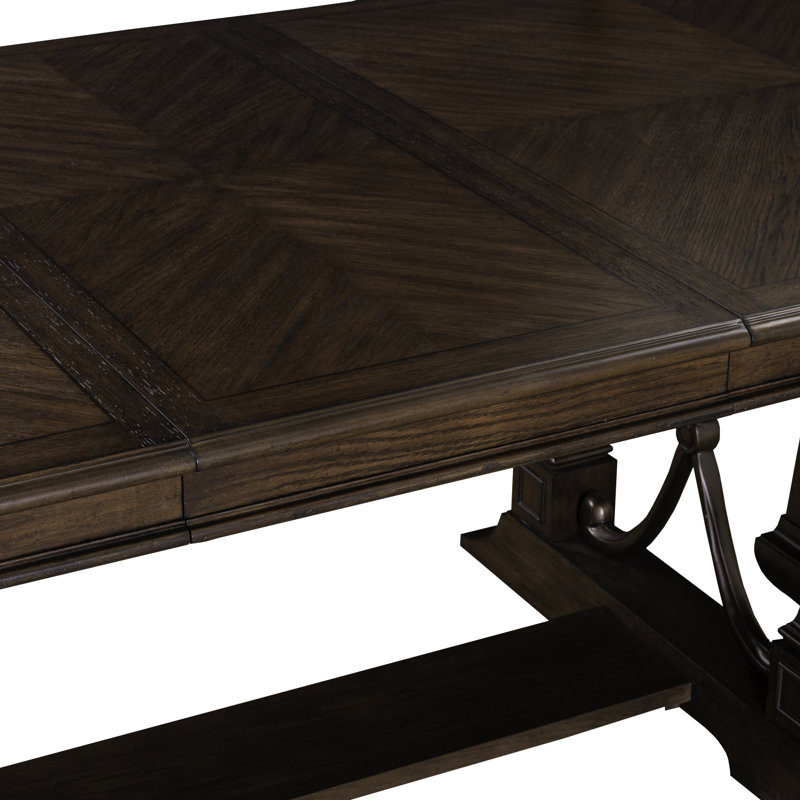 Ensemble de salle à manger à tréteaux Dillmon Opt avec 4 chaises rembourrées, 5 pièces: table, 4 chaises