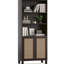 Bibliothèque à 5 niveaux en noyer avec portes pour la cuisine et décoration de salon-131180952
