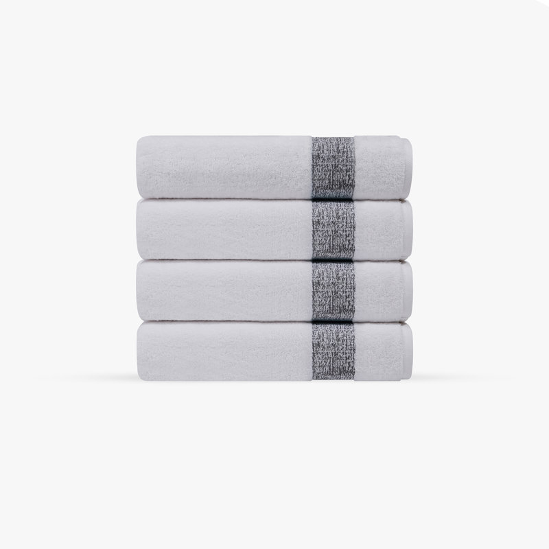 Ensemble de 4 serviettes turques Jonnae, Gris anthracite