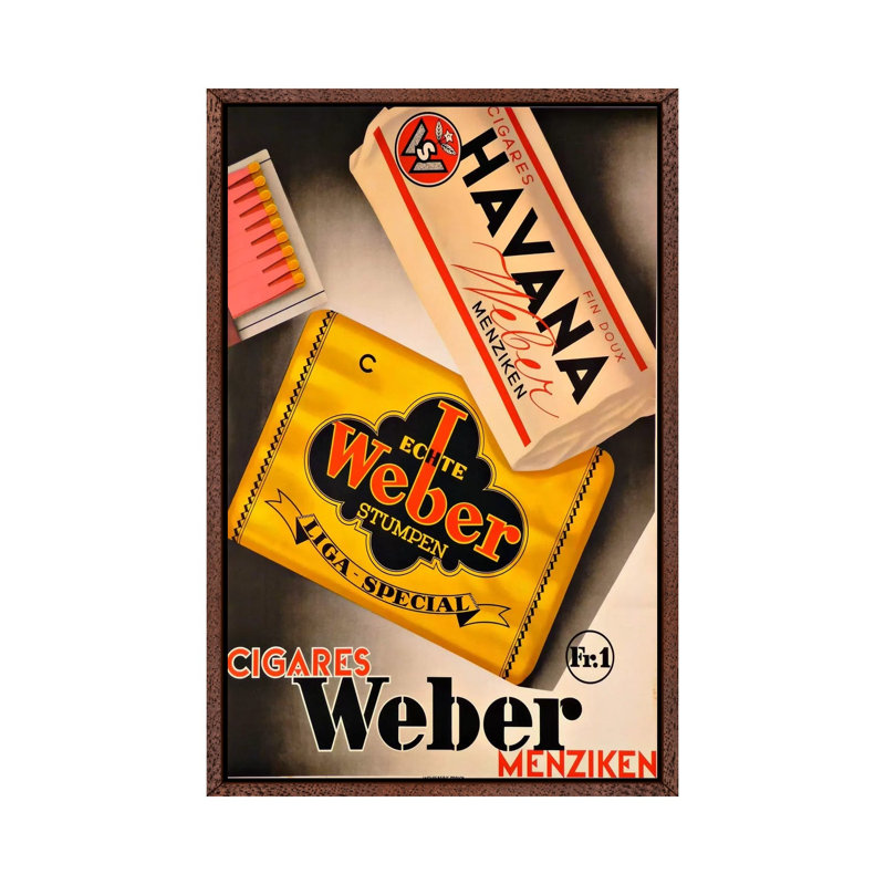 Cigares Weber - Print on Canvas, Classic Brown Wood Framed, 66.04 cm H x 45.72 cm W