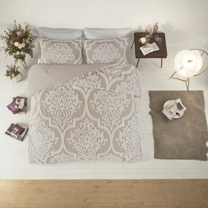 Comfortable Chenille Bedding Sets, Taupe Polyester For Cottage Style