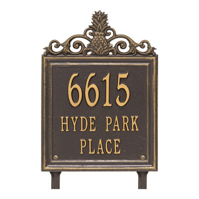 Plaque d'adresse sur 3 lignes Lanai Pineapple