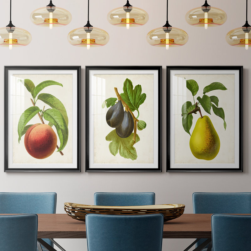 Antique Fruit V - Impression sur mesure encadrée de qualité supérieure - 3 pièces, Noir, H 21 po x l 30 po