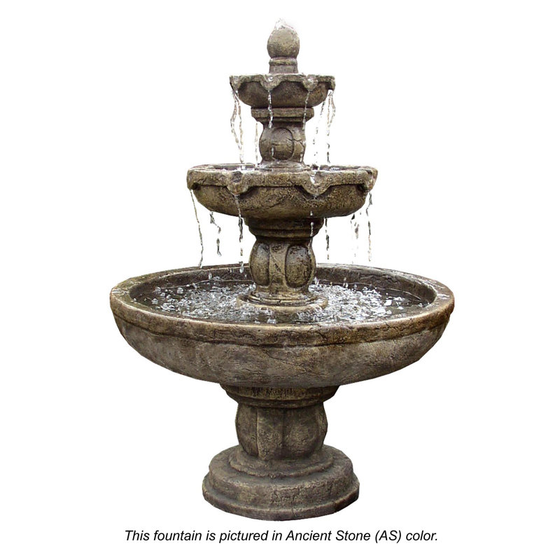 Santa Barbara Tiered Concrete Fountain, Charcoal