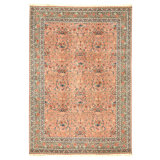 Hand Knotted Wool Oriental Area Rug in Rose And Green