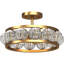 Plafonnier semi-encastré doré antique 2 lumières l 17 po avec verre transparent-256022956