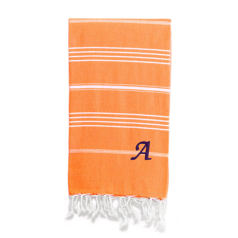 Serviette de plage 100% coton Pestemal Lucky, A, Vert clair / blanc