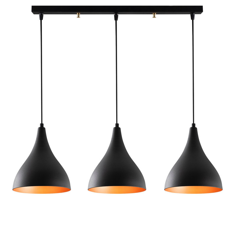 Modern Black Chandelier, 28.3 in Diameter x 46.5 in Height | Adjustable Height, Metal Body, 3 x E27 Max 40W | Industrial & Scandinavian Design, Elegant Lighting Fixture for Home & Office Spaces, IP20 Rated