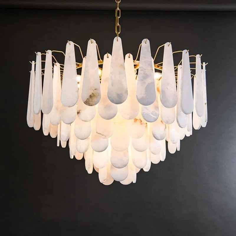 Spanish Alabaster Foyer Chandelier Lighting
