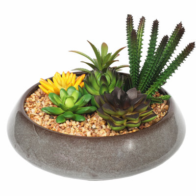 7'' Faux Succulent in Stone Planter