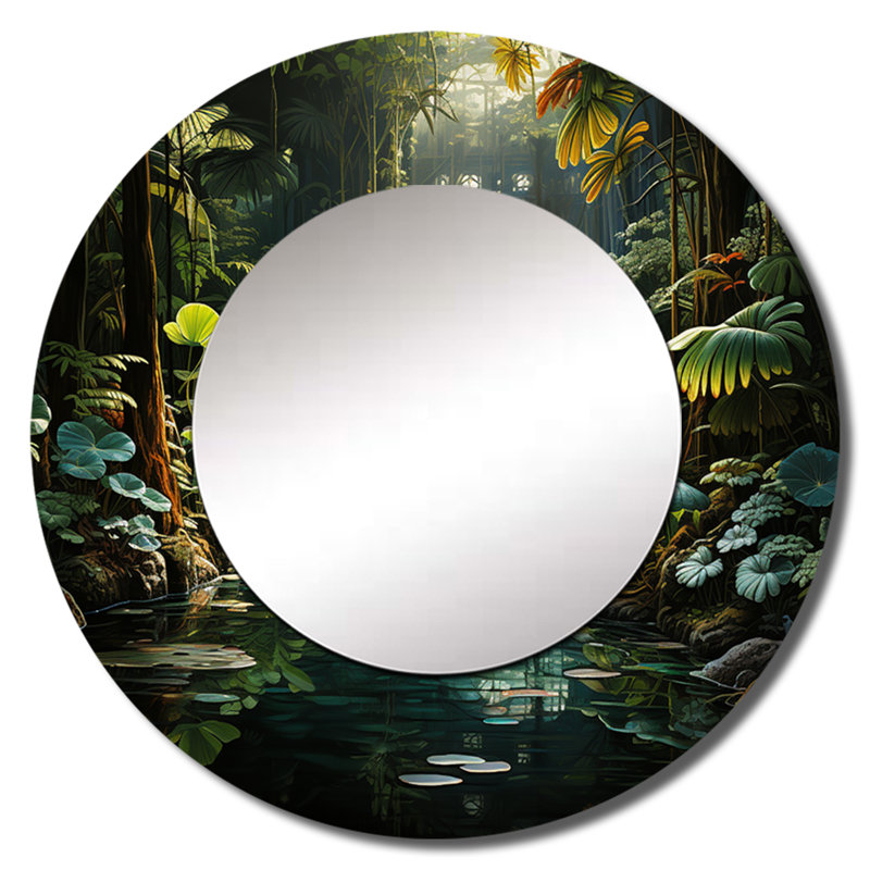 Caraibe Jungle Adventure - miroir unique de plage, grand miroir mural bord de mer, impression sur métal, 36 po x 36 po