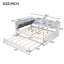 Lit plateforme double en bois avec lit gigogne escamotable, tablettes de rangement et tête de lit à rangement amélioré, blanc-168334831