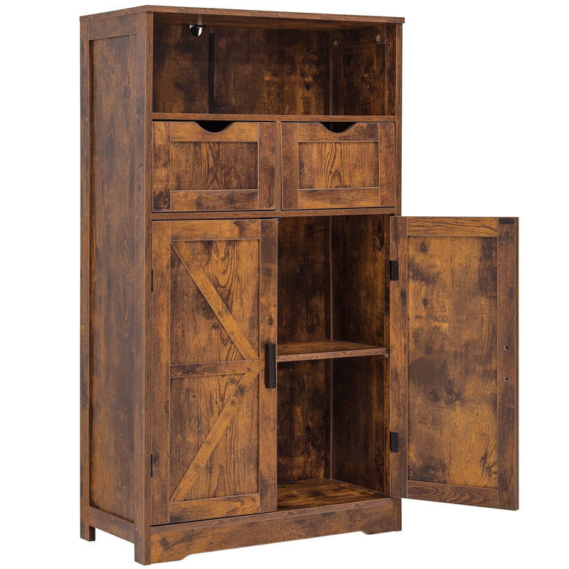 Armoire d'appoint avec 2 tiroirs et portes Ayvri, Brun rustique