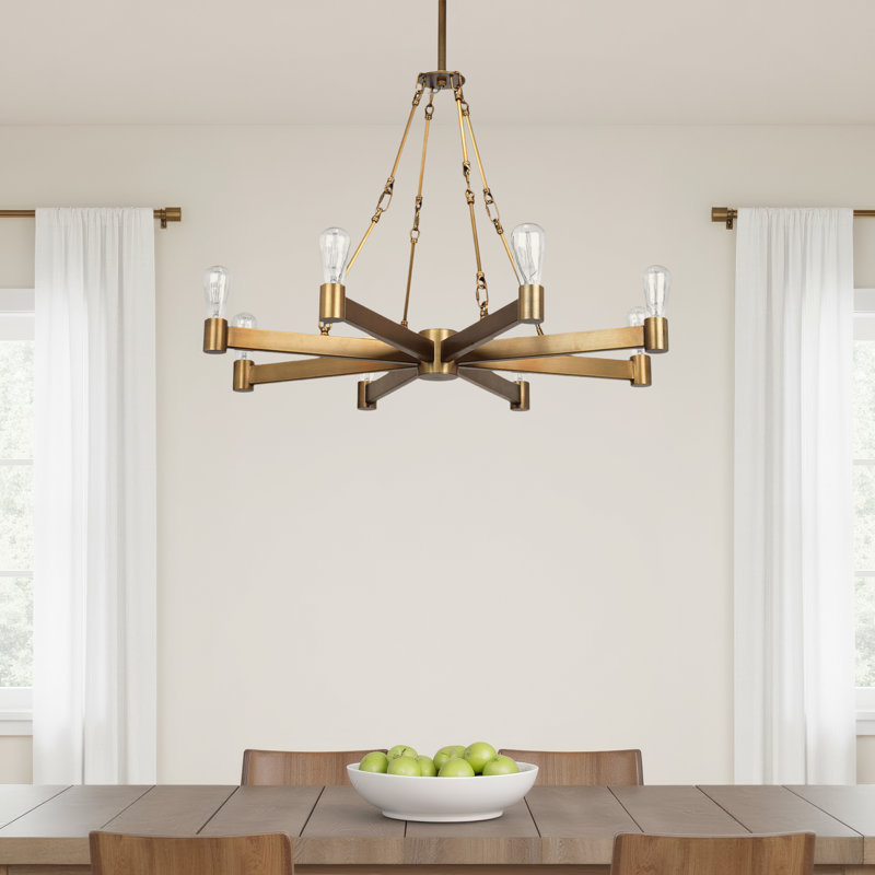 8 - Light Dimmable Sputnik Chandelier, Brass