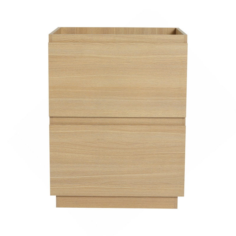 Meuble-lavabo sur pied 24 po avec tiroir double, armoire de salle de bain autoportante, bois d'ingénierie, chêne (meuble-lavabo sans comptoir)