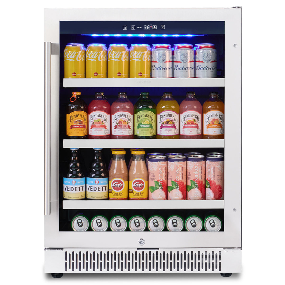 Akicon - Luchar 24” Mini Beverage Refrigerator with Door 164 Cans Built-in for Home - Stainless Steel — FIN-0006956 | Fridge.com