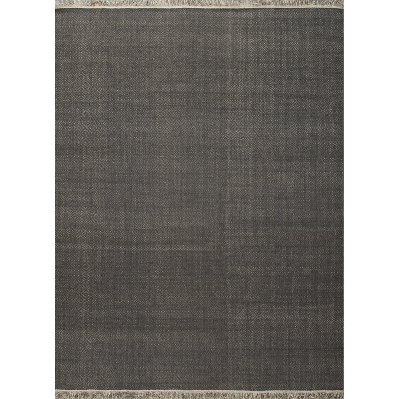Textures Wool Geometric Area Rug in Black, Rectangle 3' x 6'