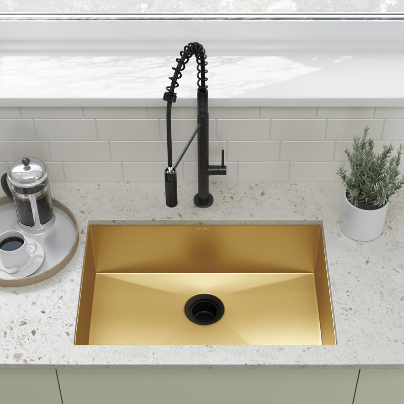 Évier de cuisine encastré à simple cuve en acier inoxydable 27 x 19 Tourner, Doré