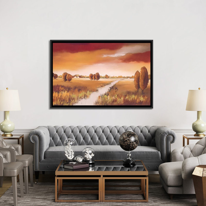 «Down the River I», reproduction sur toile, H 40 po x l 60 po x P 1,5 po, Toile avec cadre noir, Pas de tapis