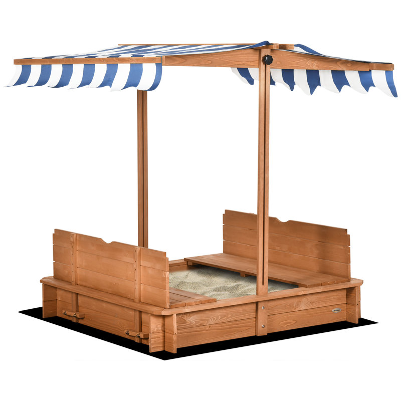 Outsunny 41.7'' x 45.3'' Solid Wood Square Sandbox