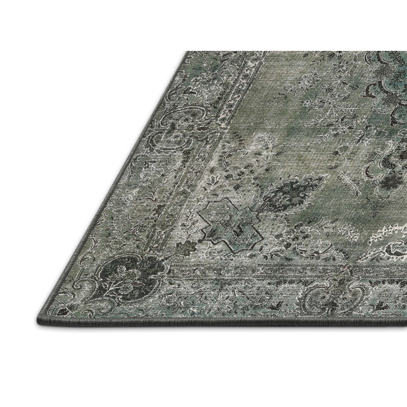 Tapis contemporain gris / gris anthracite, Rectangle 7 pi x 10 pi