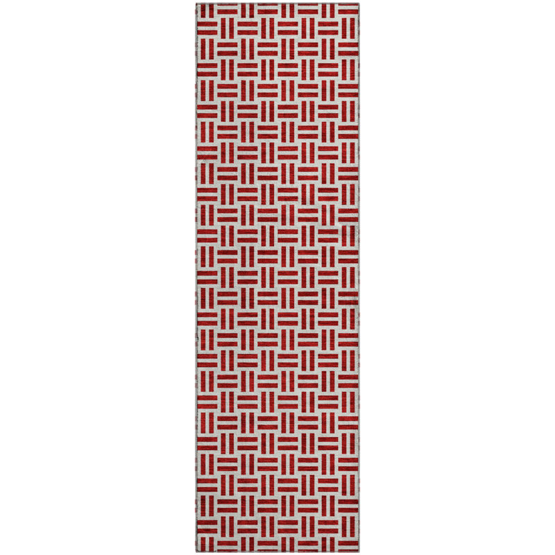 Premium Machine Washable Prisco Red Rug, Runner 2'3" x 7'6"