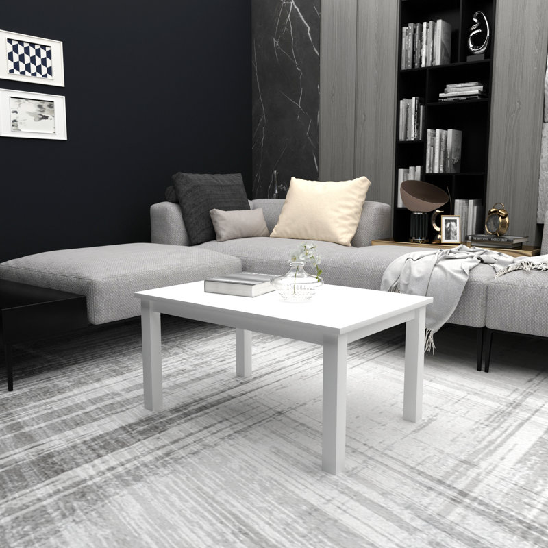 Elexius Four Leg Coffee Table, White, 44.8(cm)H x 90(cm)W x 60(cm)D