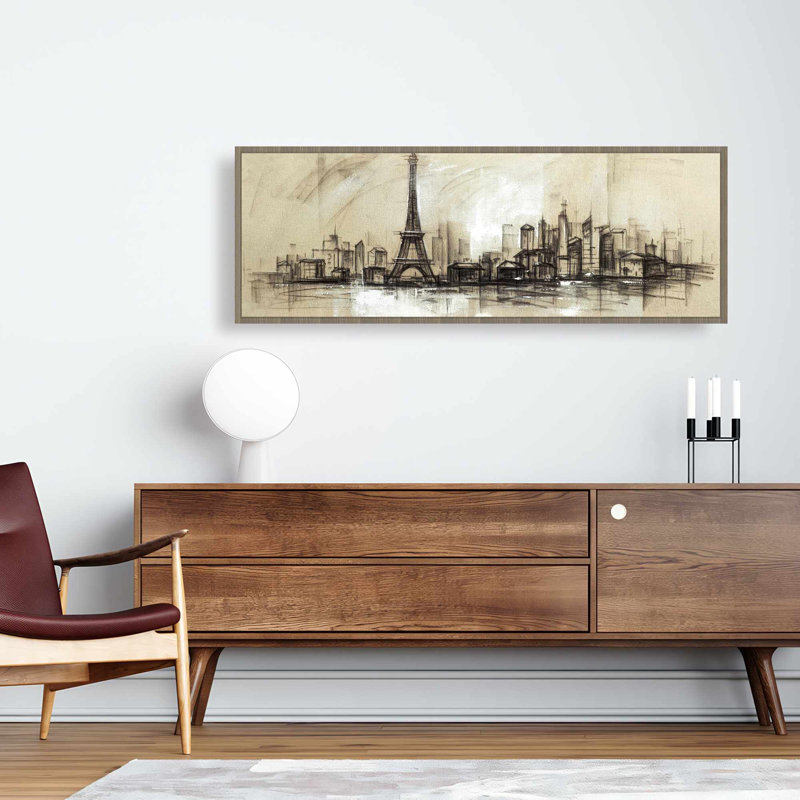 Croquis de la Tour Eiffel - Toile encadrée | Art urbain, H 17,25 po x l 49,25 po