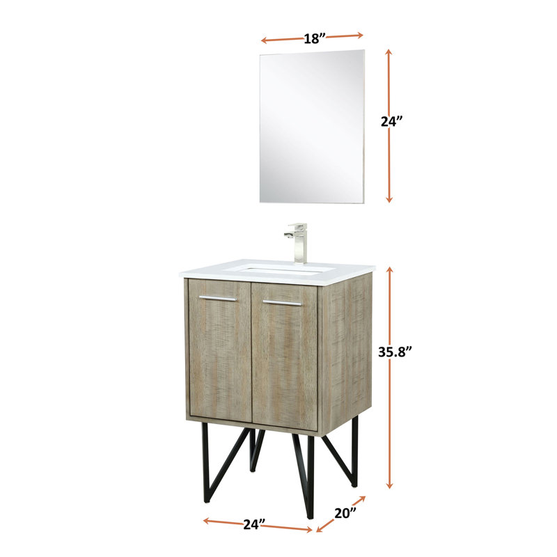 24 po L x P 20 po, meuble-lavabo de comptoir de salle de bain rustique, comptoir en marbre de culture, robinet en nickel brossé et meuble-lavabo