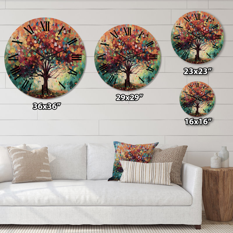 Horloge murale Coral Oak Tree at The Farm I - Landscape Trees, Très grand