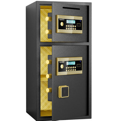 7.0 Cubic Feet Digital Coin - Operated Double Door Safe With And Waterproof Bag, Dual Alarm, Hidden Code, Thickened All Steel, Gap Prying, Wall/Floor