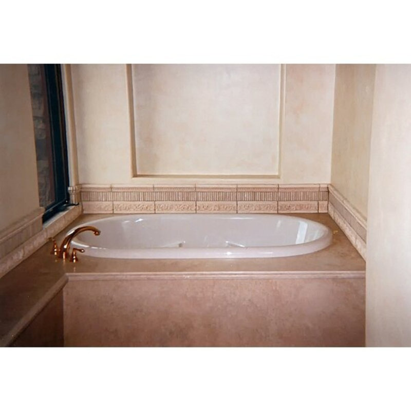 Designer Aimee 72" x 36" Drop in Whirlpool Acrylic Bathtub, White, Polished Brass