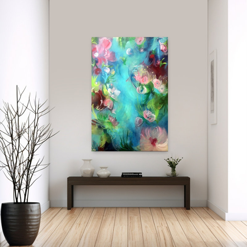 Art mural abstrait fleur de rêve, H 60 po x l 40 po