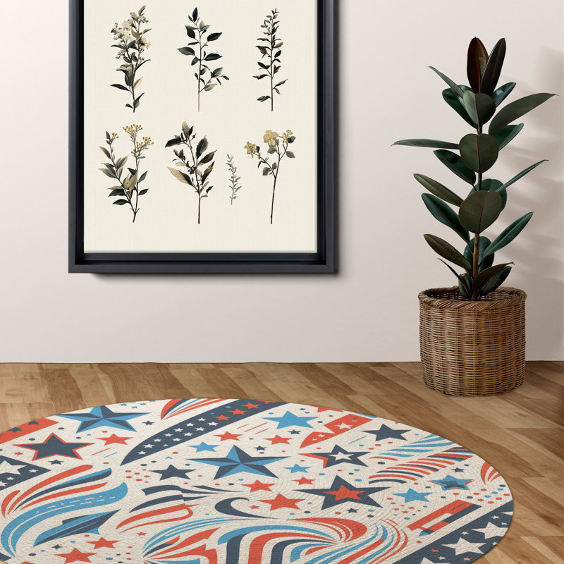 Tapis tressé Patriotic Stripe Parade, Rond 5 pi