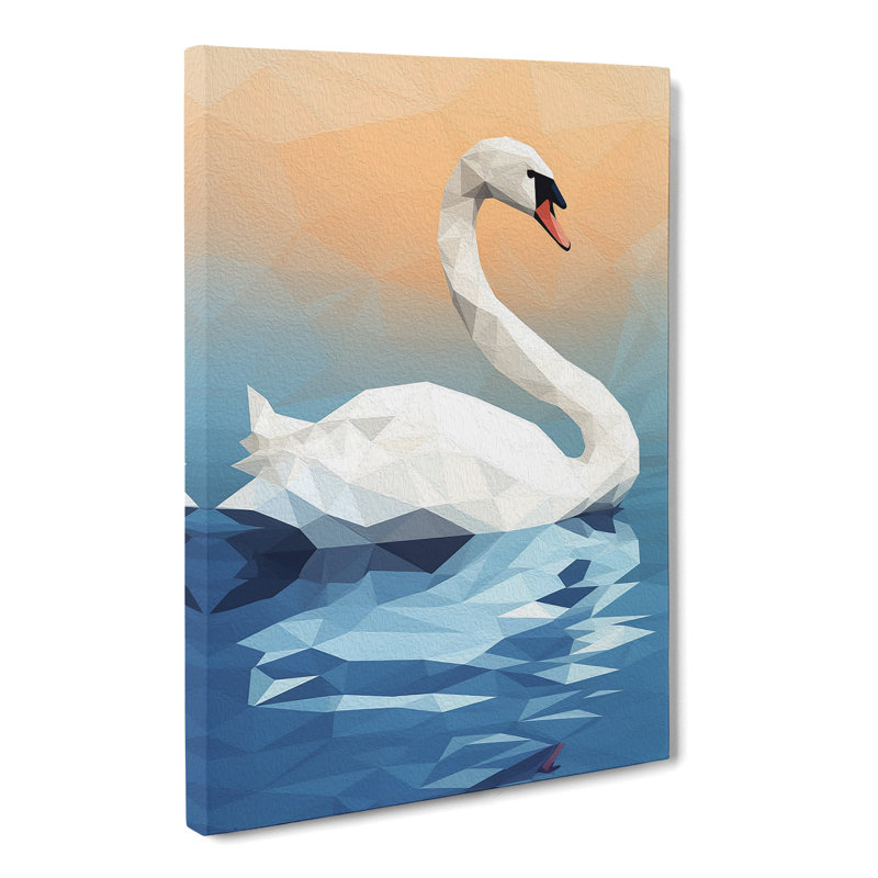 Swan Geometric - Print, 76cm H x 50cm W x 3cm D