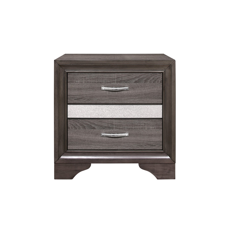 Ensemble de chambre avec grand lit plateforme 3 pièces, gris