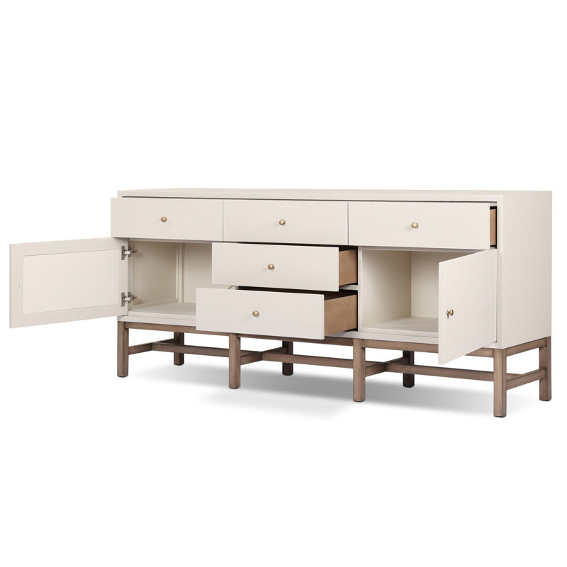 Fiona 78" Sideboard, Ivory Painted Raffia