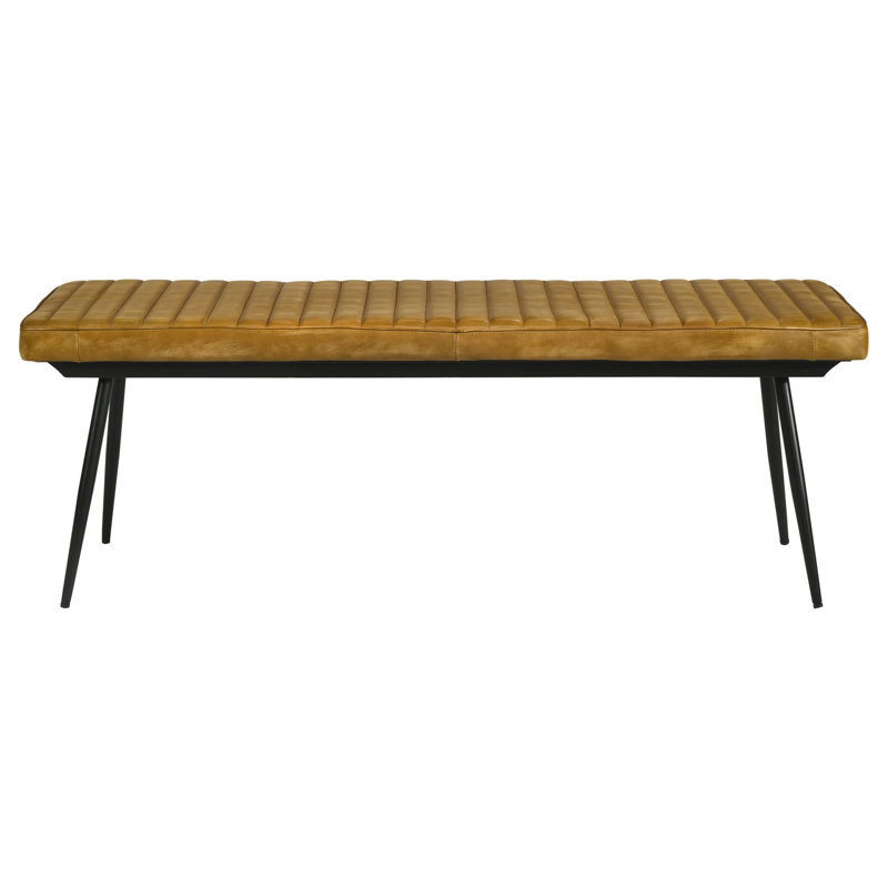 Banc à coussin capitonné chameau et noir, Brun