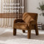 Fauteuil d'appoint moderne en velours COLAMY AURA, fauteuil lounge rembourré, camel, ensemble de 1/2-137137827