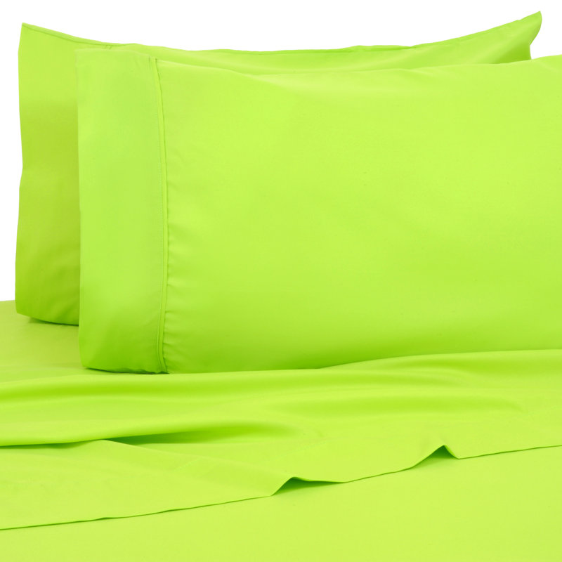Ensemble de draps en micro-fibre, Ensemble de draps pour grand lit, Vert lime