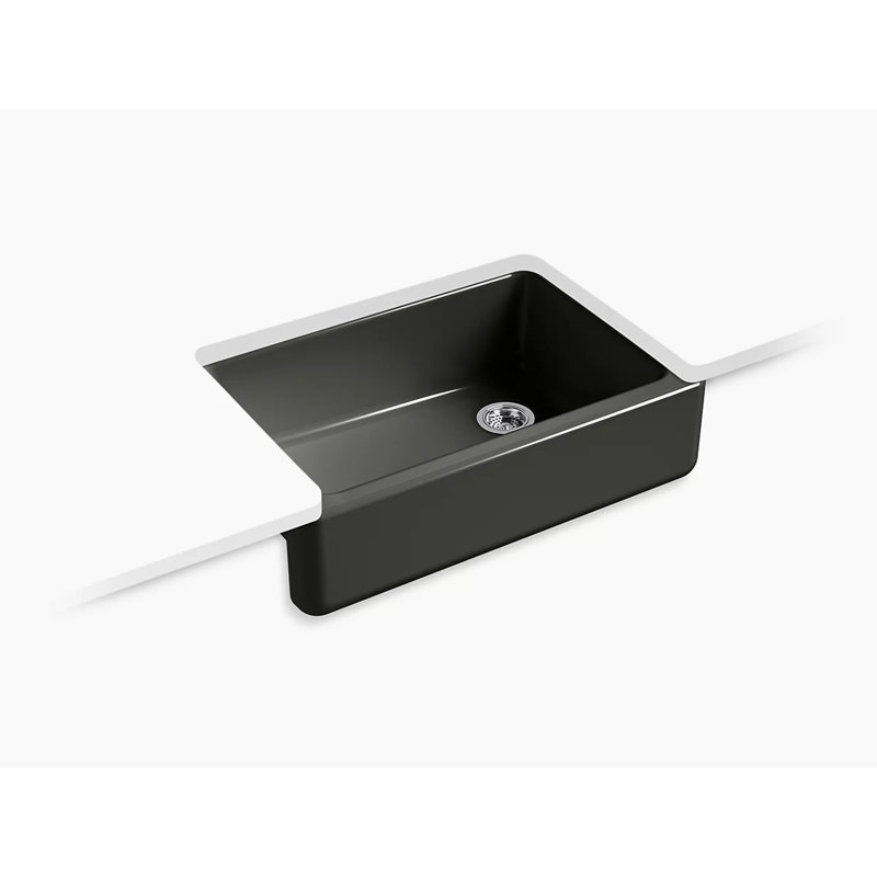 Évier de cuisine encastré à rebord et cuve simple avec tablier long 33 po x 22 Whitehaven®, Caviar